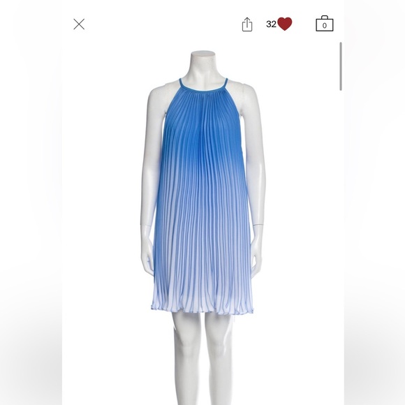 Ramy Brook like new XL blue ombré pleated halter dress XL - Picture 1 of 3